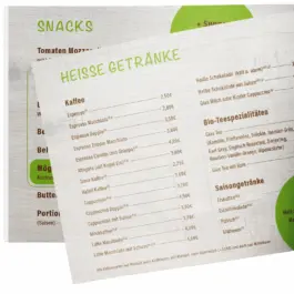 Man sieht die Speisekarte der Croissanterie Gabriels in Seefeld am Pilsensee gestaltet von Grafikerin Theresa Fischer bei Garmisch-Partenkirchen.
