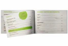 Zu sehen ist die Speisekarte der Croissanterie Gabriels in Seefeld am Pilsensee gestaltet von der Grafikerin Theresa Fischer