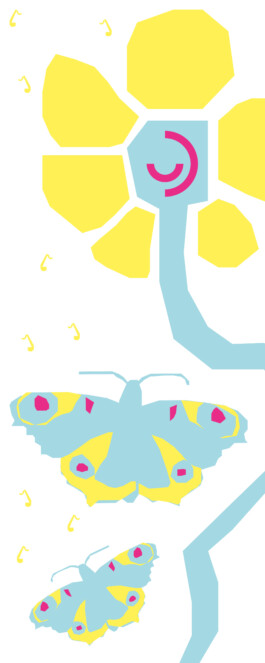 Grafik für den Gestaltungswettbewerb Umsonst und Draussen Festival Würzburg 2025. Erstellt von Grafikdesignerin Theresa Fischer aus Oberau bei Garmisch-Partenkirchen. Fröhliches Design. Event-Design.